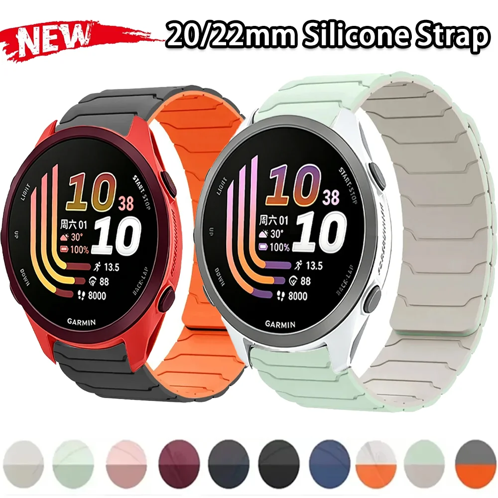 20/22mm Silicone Strap for Garmin Forerunner 170 70 970 570 Magnetic Breathable Band for Garmin Venu 4 45mm Huawei 5 GT6-5 46mm