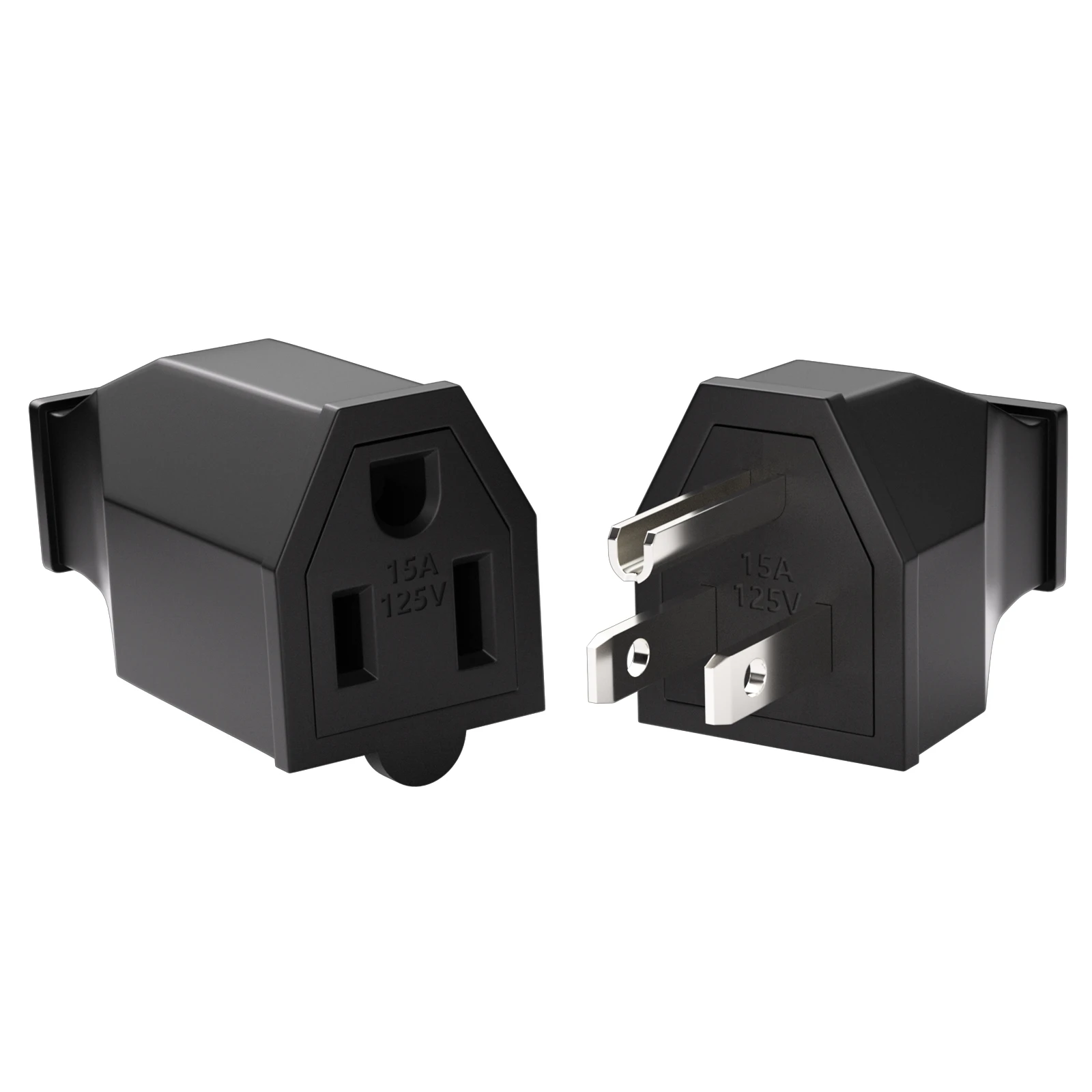 APIELE US /American NEMA 5-15P/5-15R 15A 125V 2Pole 3Wire Black Shell 3-Prong Plug And Socket.