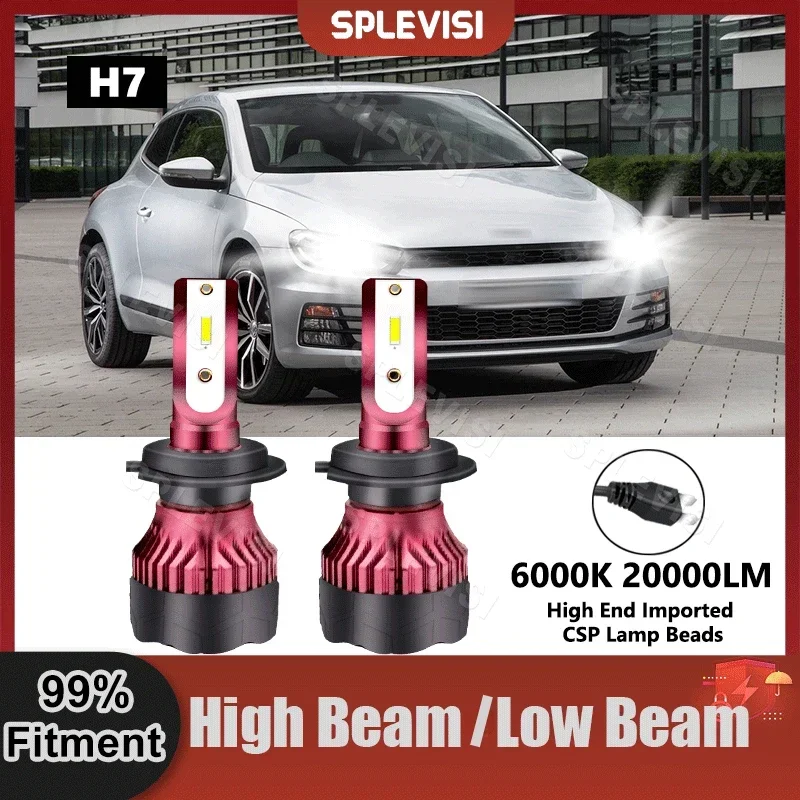 2Pcs LED Headlamp High/Low Beam Bulbs For VW Scirocco 2008 2009 2010 2011 2012 2013 2014 2015 2016 2017 Replace Car Light