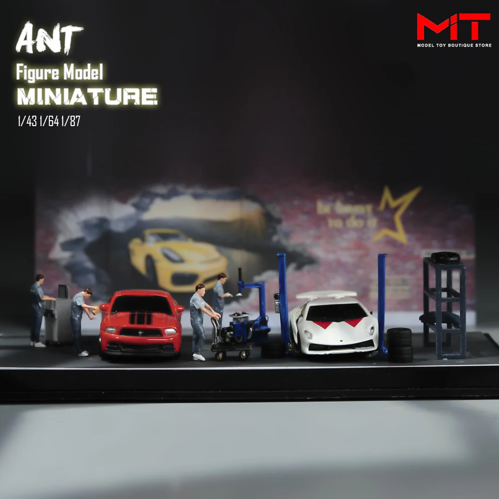 1/87 1/64 1/43 1/24 Car Repair Crew Automobile inspection Figures Miniatures Figurine Model Creative Photography Scene Props