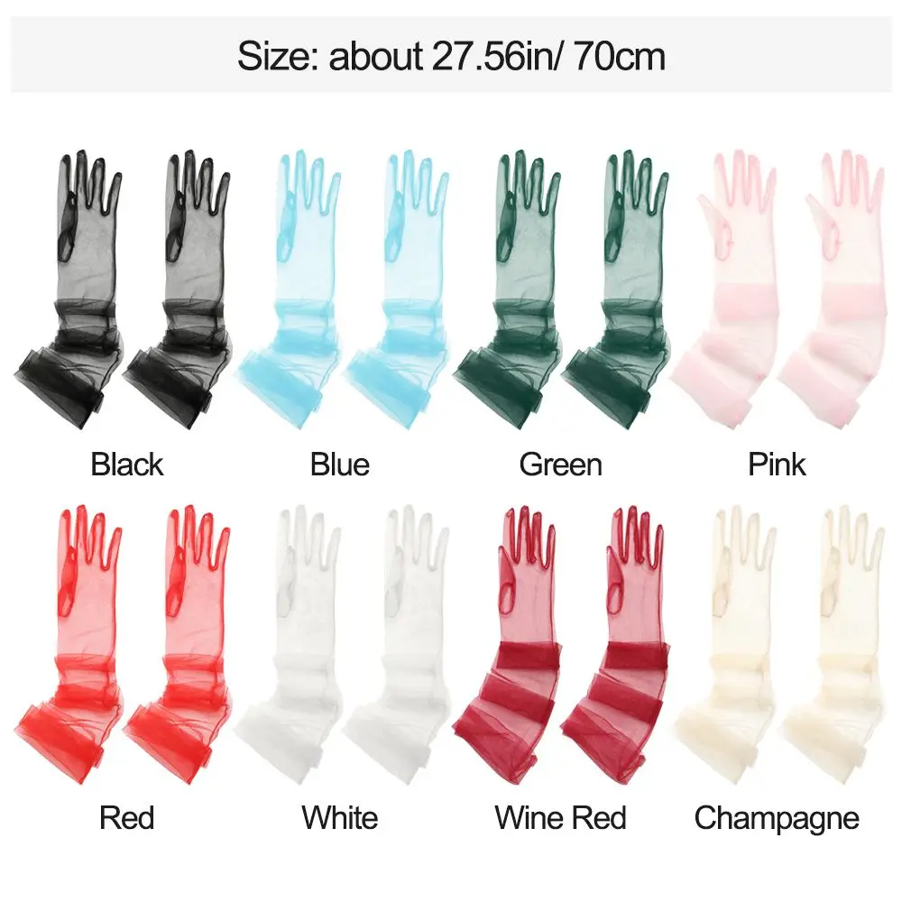 Evening Prom Decor Clothing Accessories Ultra Thin Wedding Bridal Gloves Party Dress Tulle Gloves Bridal Gown Mittens