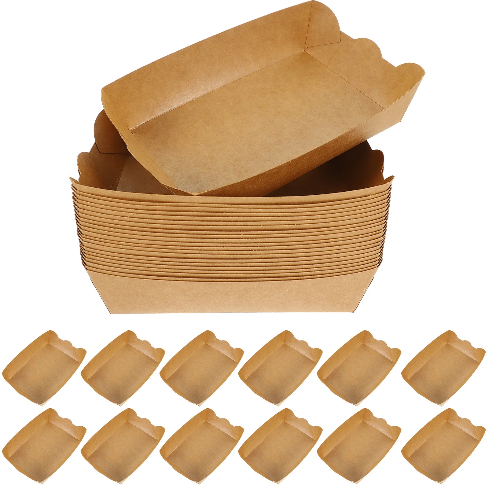 100 個電子レンジ対応クラフト紙フライドフードボックス耐油スナック容器ポータブルテイクアウトフライドフードホルダー