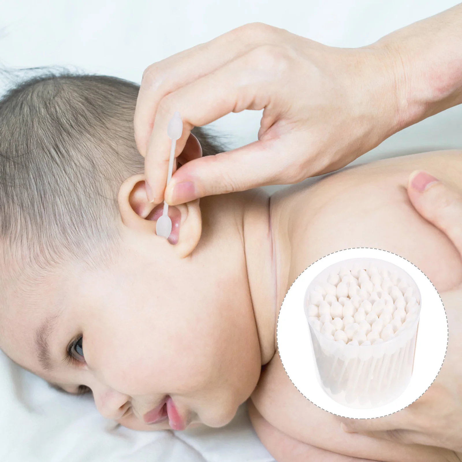 56Pcs Baby Cotton Swabs Natural Safety Gourd Shape Double Headed for Ear Wax Belly Button Cleaning Wound Makeup