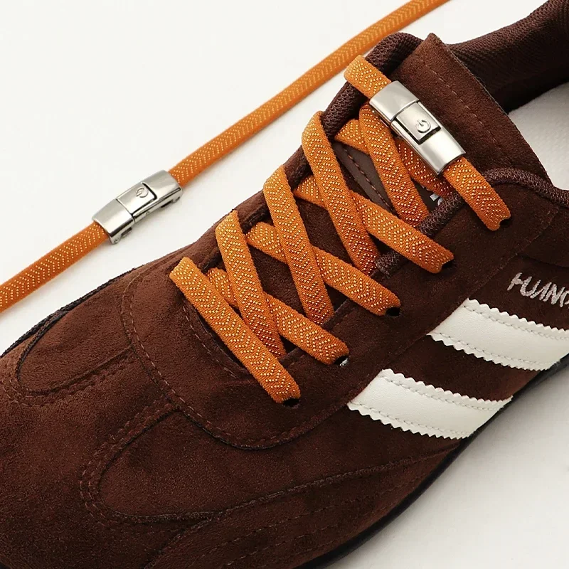 NEW 1Pair/2Pair No Tie Shoelaces Elastic Flat Laces with Metal Press Lock Lazy Tieless Shoe Strings for Sneakers Casual Shoes