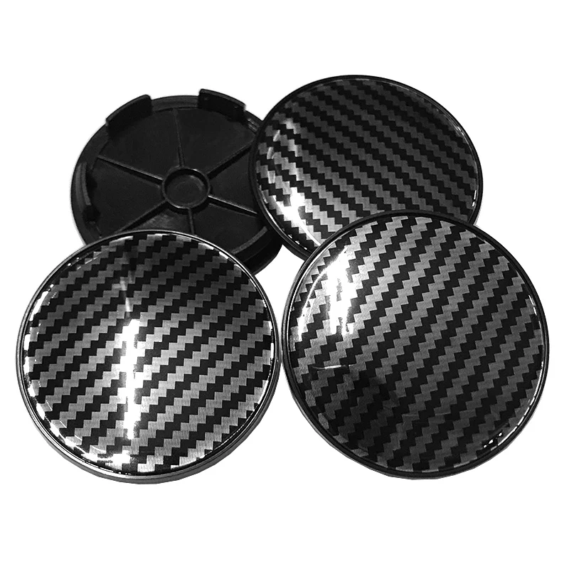 4Pcs 68mm(62mm) with 65mm 3D Carbon Fiber Veins Sticker Wheel Center Cap Rim Center Hub Cup Caps Cover Car Styling Accessories