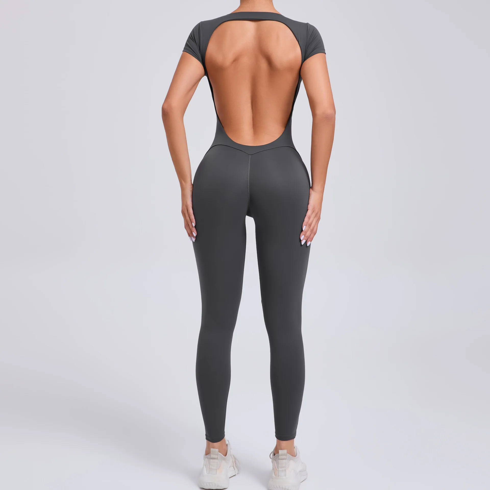Yoga Suit Women's Jumpsuit One Piece Sports Suit Short Sleeve Gym Clothes Push Up Training Fitness Yoga Bodysuit Sportswear image 6