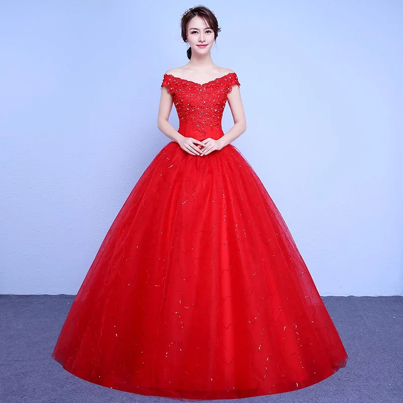 XXN-049 # فستان الزفاف الدانتيل يصل 2025 جديد الزفاف الأبيض الأحمر رخيصة بالجملة التجزئة الكرة ثوب تخصيص مجاني للحزب أحجام كبيرة #5