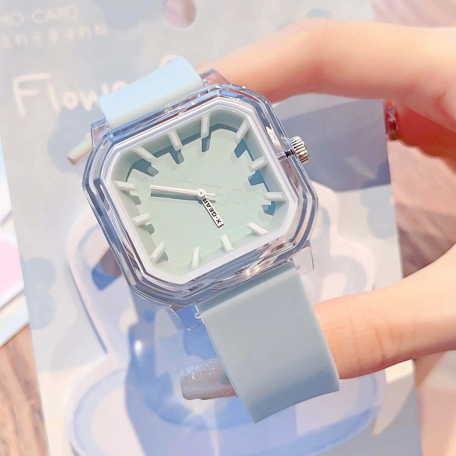 X-GEAR Jam Tangan Persegi Kecil untuk Siswa Perempuan Model Wanita Jam Tangan Dopamin Kecantikan Tinggi Gaya Kuliah Anak-anak