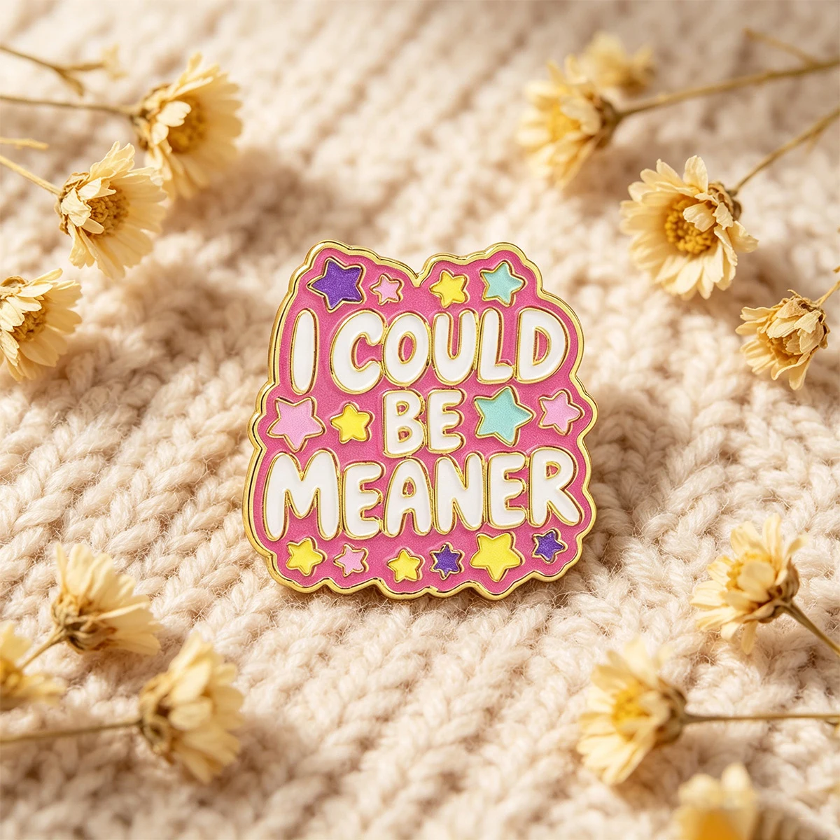 9 Stück Lustige Zitat-Emaille-Pins "I Could Be Meaner" Bunte Stern-Anstecknadel für Jeans, Rucksack, Humorvolles Accessoire, Geschenk – Detail 4