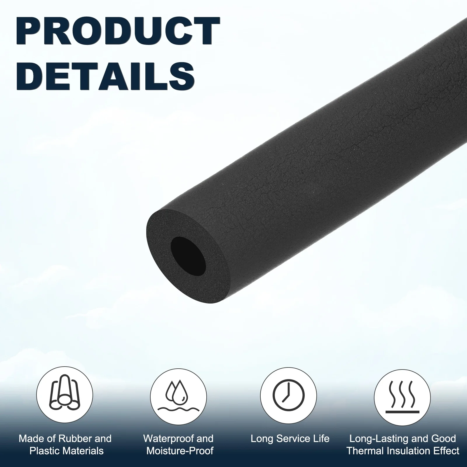 2Meter Pipe Insulation Foam Tube 6-48mm ID Pipe Cover Wrap Roll Hollow Pipe Cover for AC Unit/Exercise Machine Handle/Roof Rack