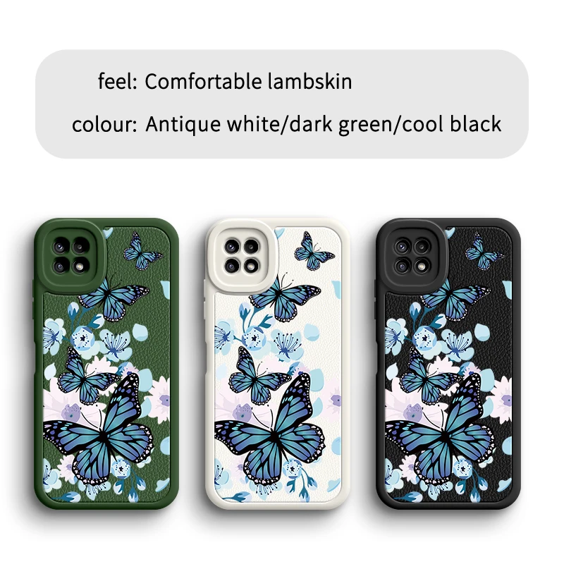 Butterfly  Case for Samsung A04 A04E A22 A23 A24 A30 A31 A32 A33 A34 A53 A54 A72 A73 5G Fashion Beauty Leather Soft Patten Cover