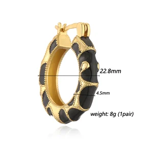 HECHENG-Conjunish of geometric jewelry for women, earrings and rings with leopard print, black and white necklace, cubic zirconia, fashion 12 Main Sales Black Set - №6