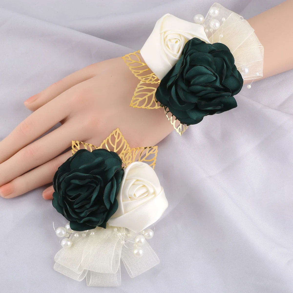 

Romantic Ivory Satin Silk Rose Ceremony Flower Man Lapel Pin Corsage Groom Boutonniere Brooch For Wedding Prom Decoration XH820D