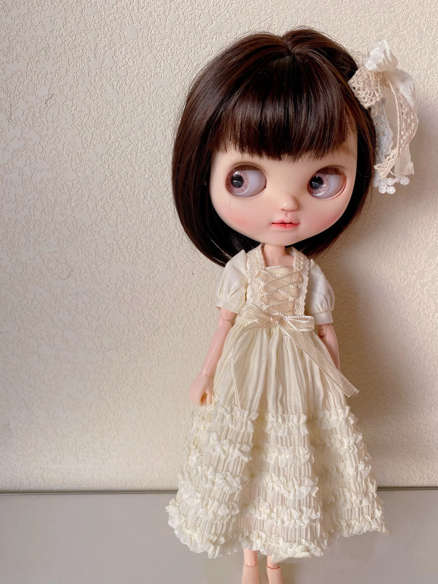 Dula Doll Clothes Dress White vintage lace dress Blythe ob24 ob22 Azone Licca ICY JerryB 1/6 accessori per bambole Bjd