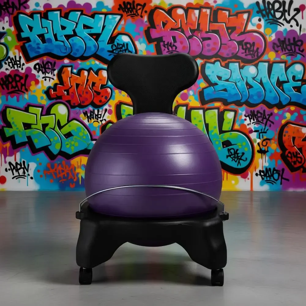 

Ergonomic Stability Ball Chair for Desk Use - Yoga Ball Seat with Pump and Exercise Guide, Enhances Posture and Strength (Suppor