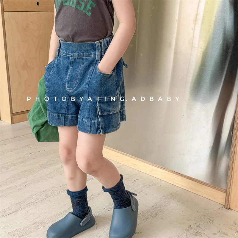 2024 Summer New Fashion Baby Girls Denim Shorts Children's 1 To 7 Years Clothing Cute Kids Jeans Fashion Kids Loose Clothes