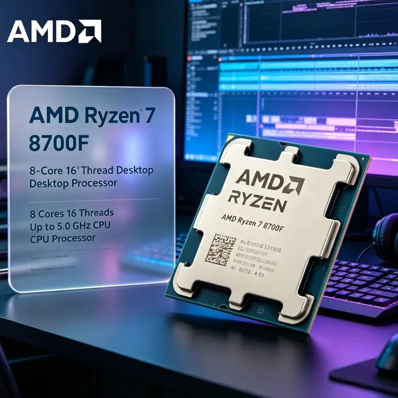 AMD Ryzen 7 8700F AM5 CPU 8 Cores 16 Threads 5GHz Desktop Processor for B650 X670 Motherboard Combo