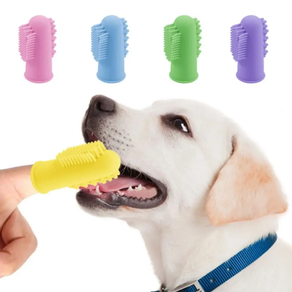 

Silicone Pet Finger Toothbrush Bite Resistant 360° Cleaning Pet Oral Cleaning Toothbrush Soft Pet Teeth Cleaning Fingertips