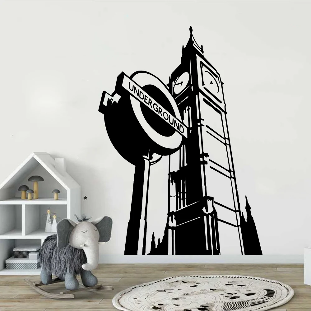 Big Ben London City Underground City Wall Sticker Living Room Intercity Landscape Wall Decal Playroom Vinyl Home Decor