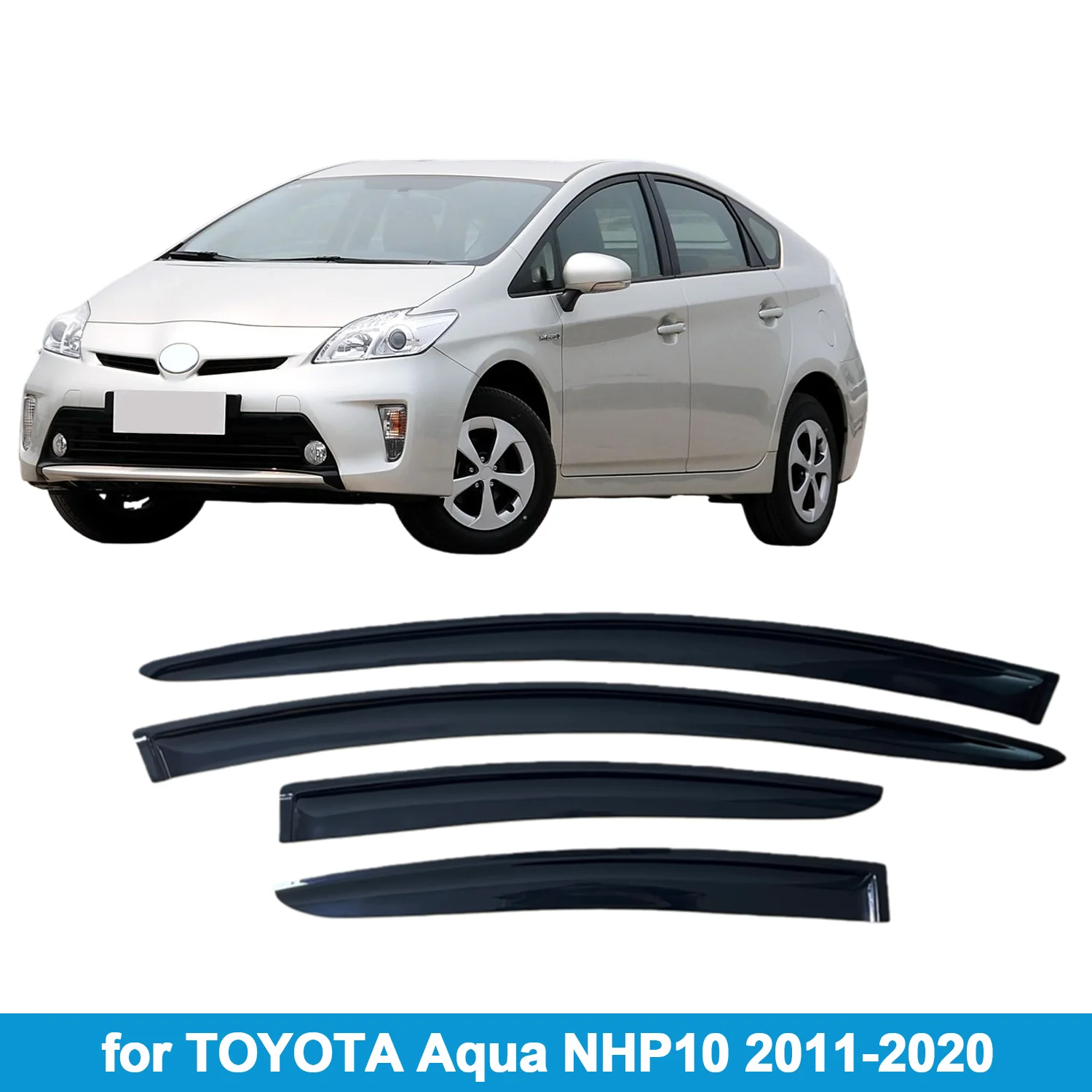 

Window Visor for TOYOTA Aqua NHP10 2011-2020 Rain Guard Side Vent Deflector Weathershield Outside-Mount Tape On