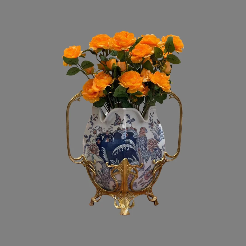 

DSC1Modern Luxury Home Decor Modern Porcelain Flower Arrangement High Floor Vase