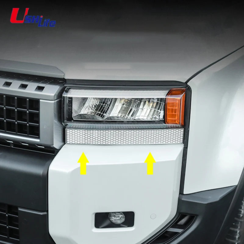 Stainless Steel Car Front Headlight Decorative Strip Protective Panel CoverFor Toyota Land Cruiser 250 Prado LC250 2024 2025