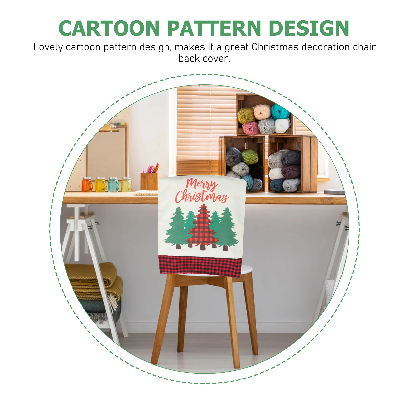 

Christmas Theme Chair Cover Plaid Creative Home Chair Protector Decorative Xmas Seat Slipcover Christmas Seats Cover