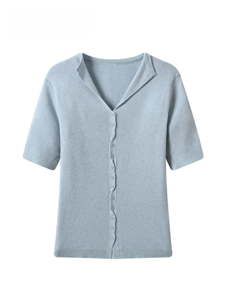 

Summer New Style Casual Fashion Thin Short Sleeve Knitted Sweater for plus Size Women Comfortable Breathable Polyester Fiber