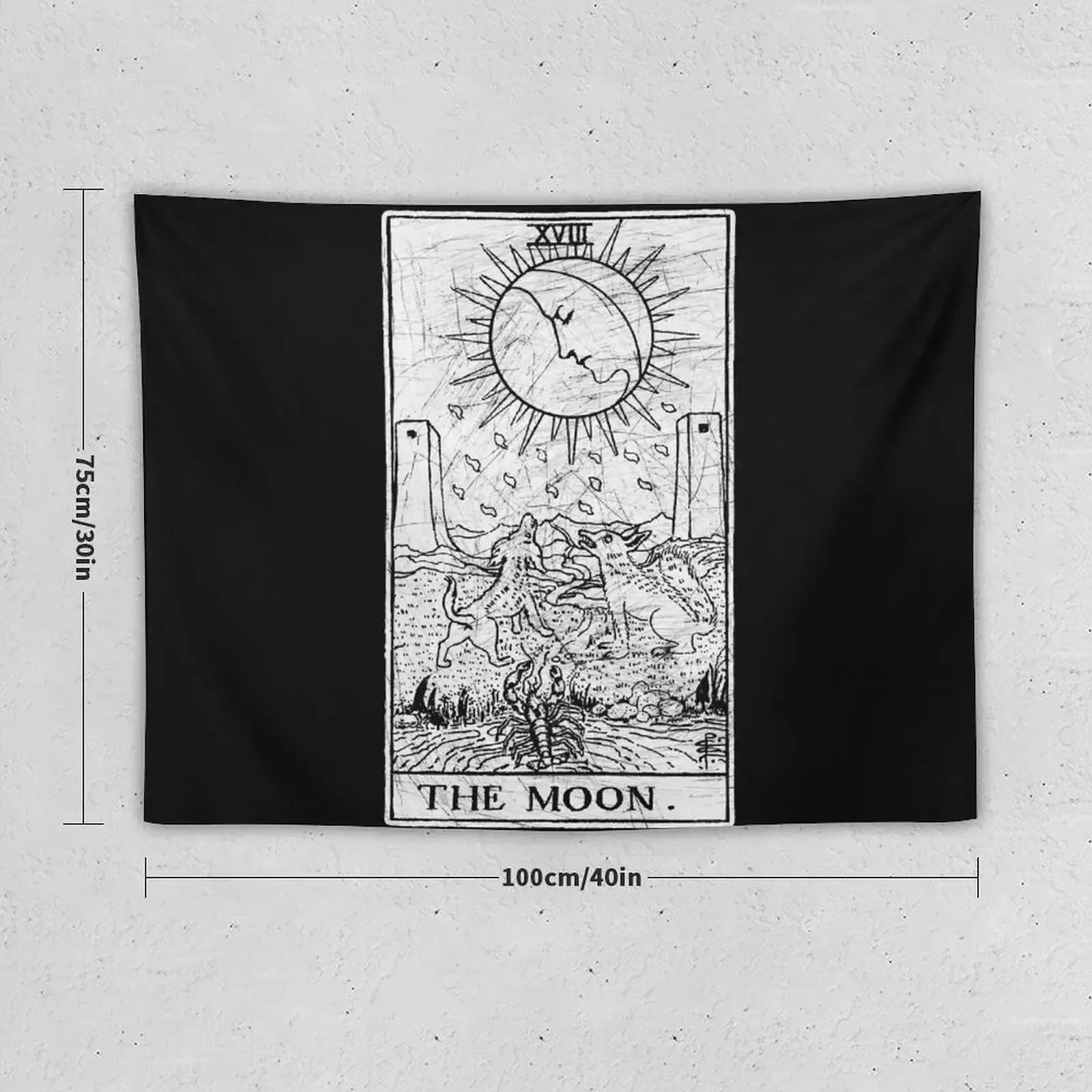 The Moon Tarot Card - Major Arcana - fortune telling - occult Tapestry Decoration Wall Room Decorations Aesthetics Tapestry