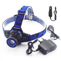 Powerful LED Frontal Led Headlamp Headlight Flashlight Rechargeable Linternas Lamp Torch Head lamp Build-In Battery Charger