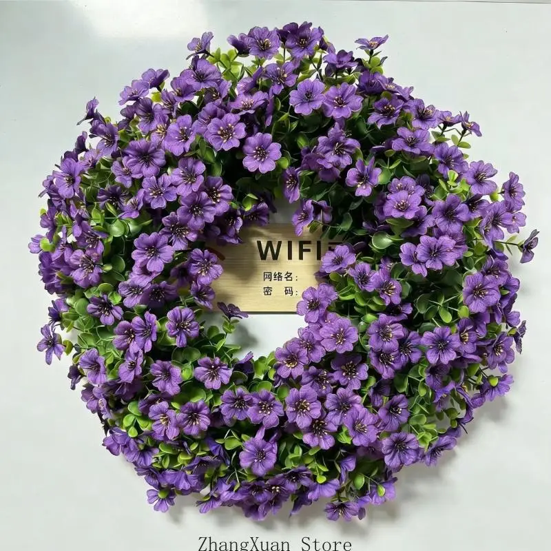 Hübscher künstlicher Blumenarrangement-Kranz aus Kunststoff, für Innen- und Außendekorationen, 3 x – Detail 8