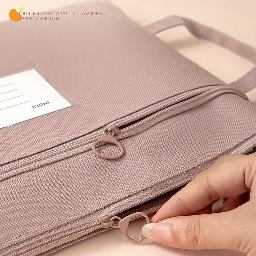 Organizer File portabel tahan air, tas dokumen kain Oxford pemegang File kapasitas besar lapisan ganda untuk perlengkapan kantor