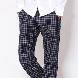 YYKCLOT Mens Pants Casual Mens Trousers Skinny Stretch Mens Chinos Pants Slim Fit Mens Casual Pant Plaid Check Pants Men