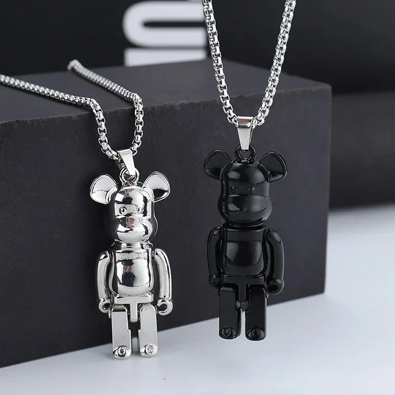 Internet celebrity personality hip hop couple violent bear pendant street punk rock sweater chain accessory men trendy