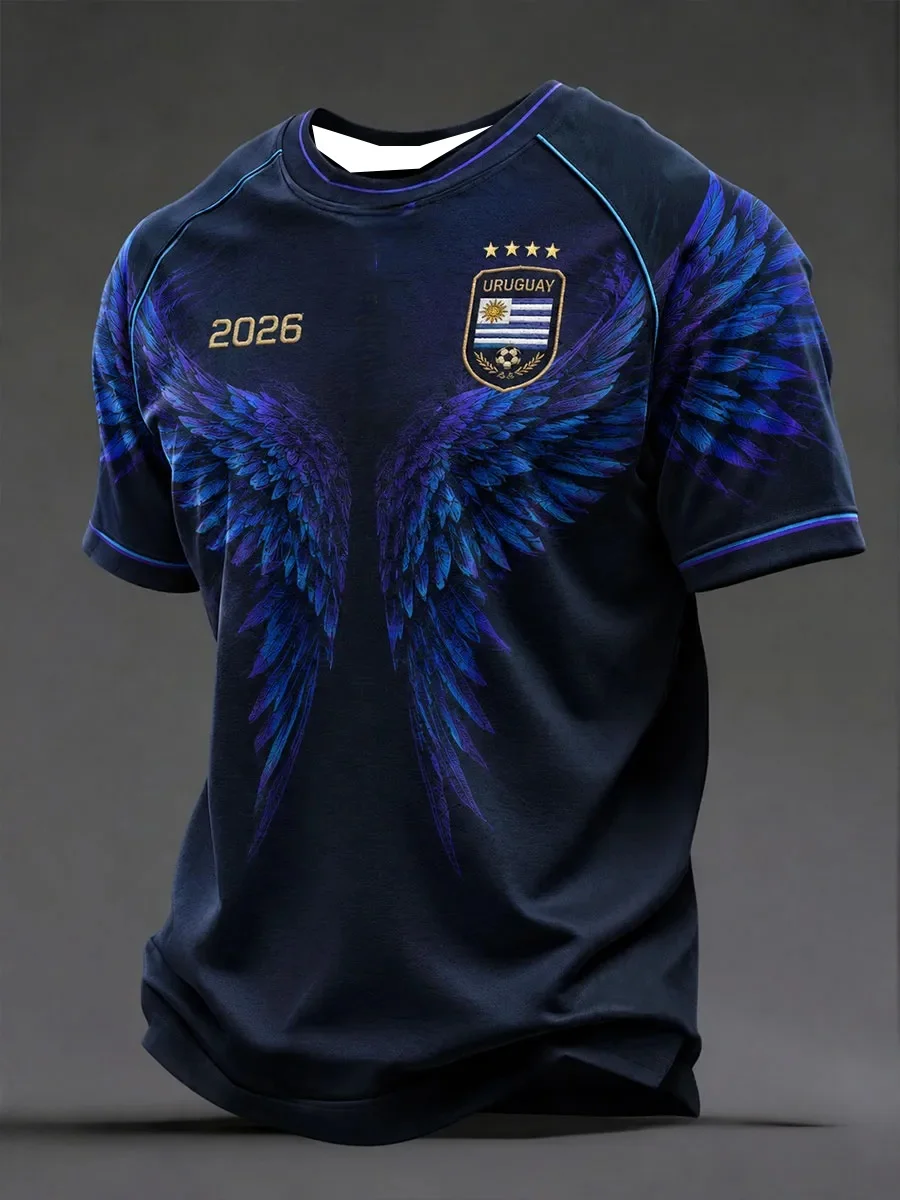 2026 New Uruguayan Style 3D Printed Football Jersey T-Shirt Sweatshirt Training Suit Men's T-Shirt Gender-neutral Top Harajuku