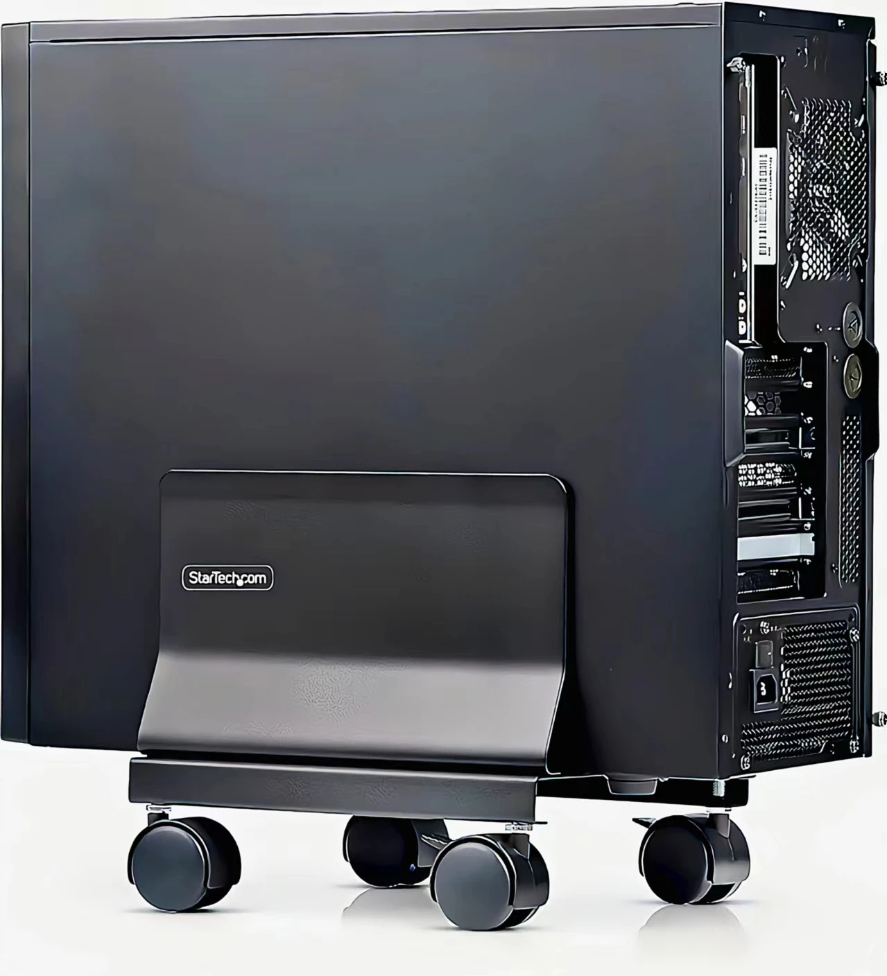 StarTech.com Computer Tower Cart, Rolling Mobile CPU Caddy on Wheels, Max Load 46.3lb/21kg, Adjustable Desktop Case Mount