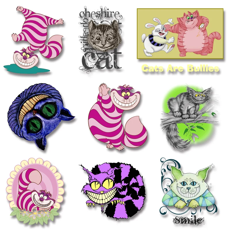 Cheshire Cat Alice in Wonderland We are all mad here Patches for clothes Heat transfer stickers for t shirt Iron-on Transfers