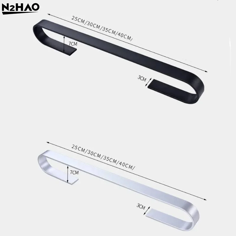 1PC Towel Rail Rack Towel Holder Bathroom Towels Rack Hanger Black Silver Space Aluminum Wall Hanging Towel Bar Storage Shelf - view 6