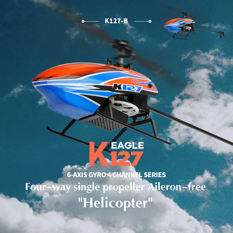 WLtoys K127 RC Helicopter Plane 2.4G 4CH 6Aixs Gyroscope Mini Drone with Air Pressure Fixed Height RTF Model Airplane Kids Toys