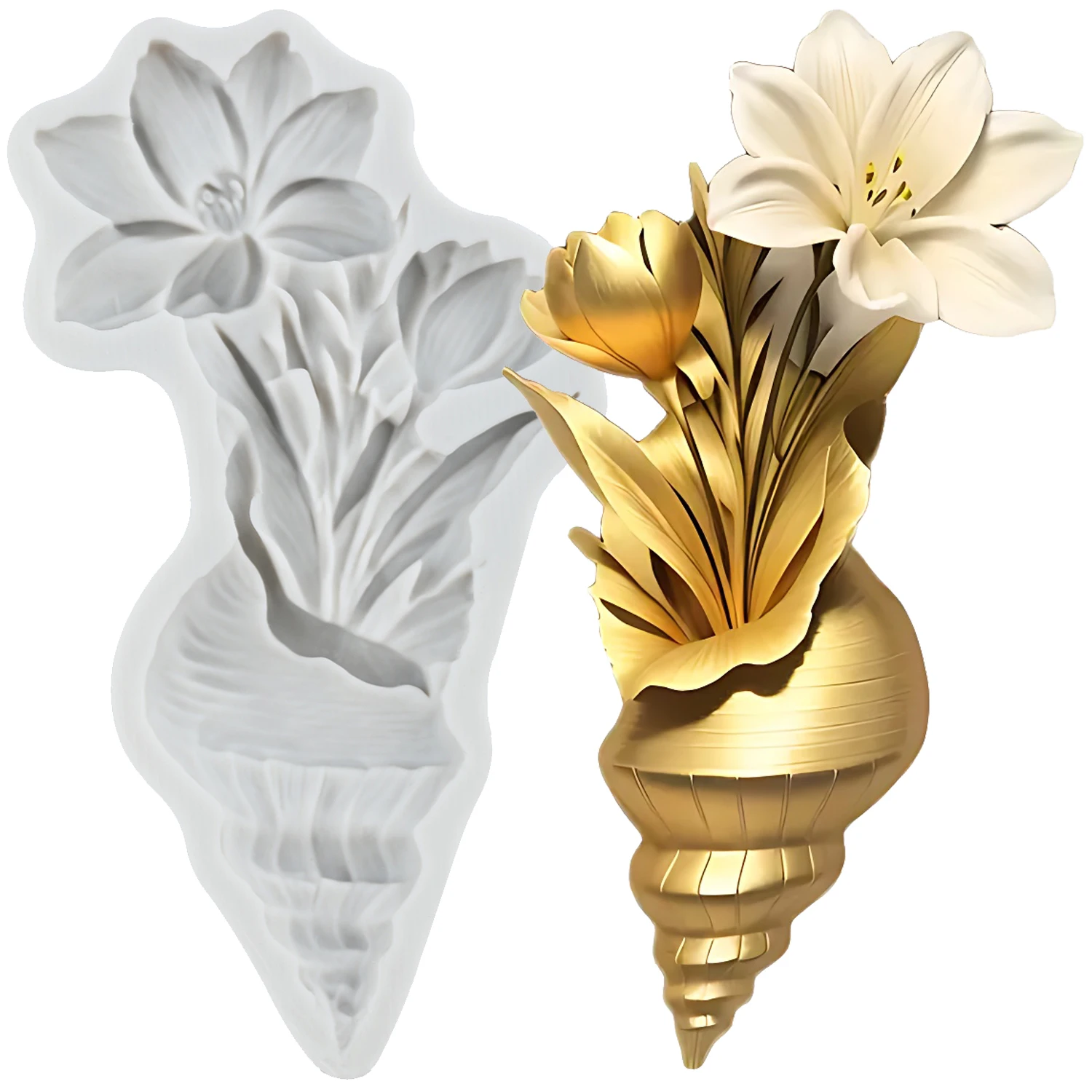 Conch Silicone Molds Flower Fondant Cake Decorating Tools Cupcake Topper Chocolate Candy Sugar Craft Gum Paste Polymer Clay