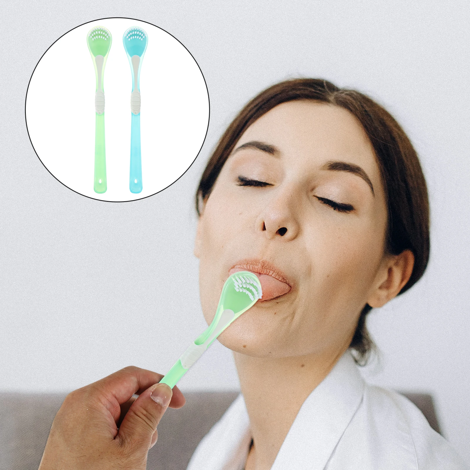 

2Pcs Ergonomic Tongue Scraper Adult Brush for Oral Care Travel Healthy Tongue Cleaners