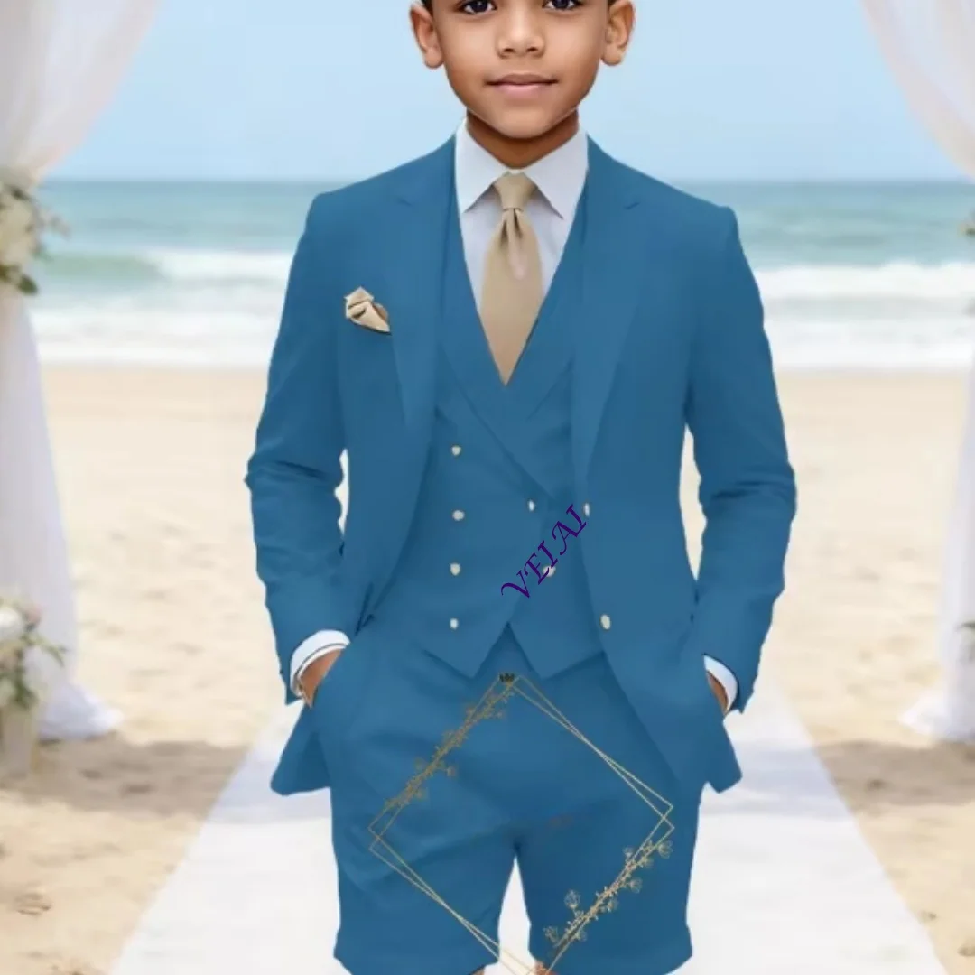 Boys' Custom Classic 3-Piece Linen Suit, Versatile Blazer, Waistcoat & Shorts for Weddings, Travel & All Summer Events - view 6