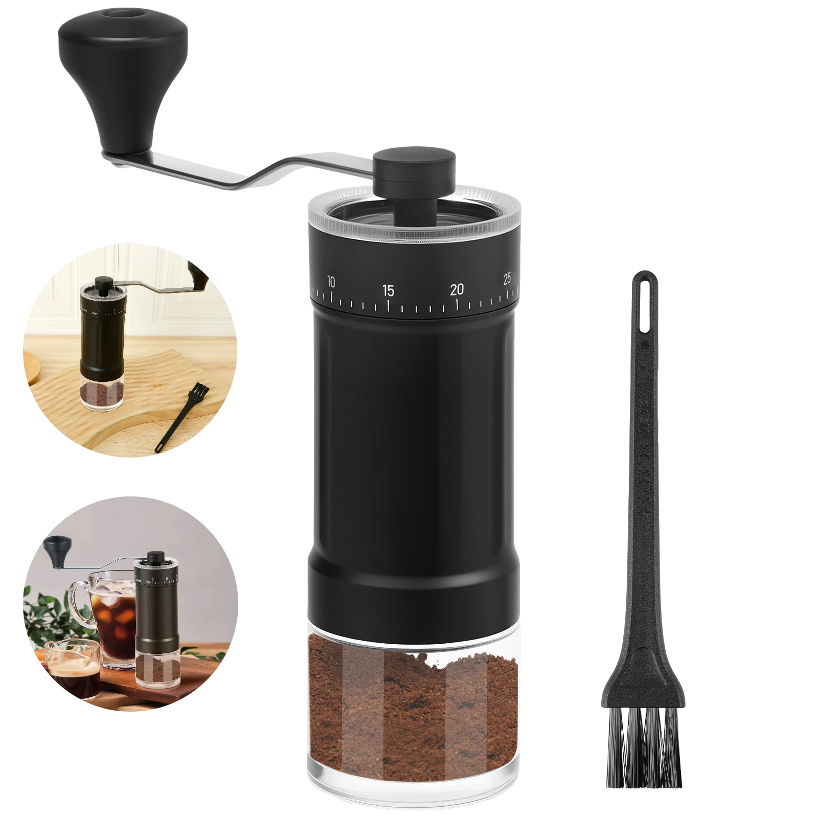 

Portable manual crank coffee grinder with external adjustable manual coffee bean high efficiency crushing grinder tool