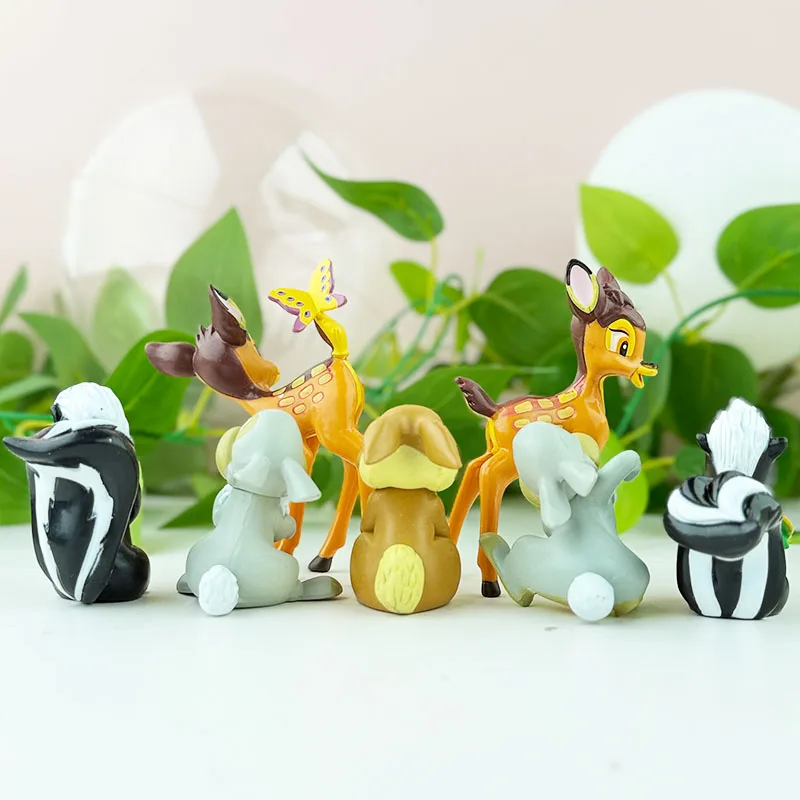 Bambi Figure Set 7pcs Cartoon Deer Rabbit Skunk Plush Toy Doll Cake Decor Desktop Ornament Gift Collectible Model Table Home - view 2