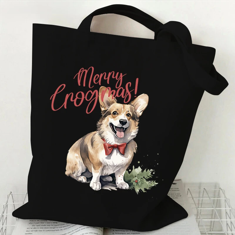Woman Tote Bag Harajuku Resuable Eco Shopping Bags for Women Street Style Christmas Dog Pun Dachshund Vintage Shopper Bag