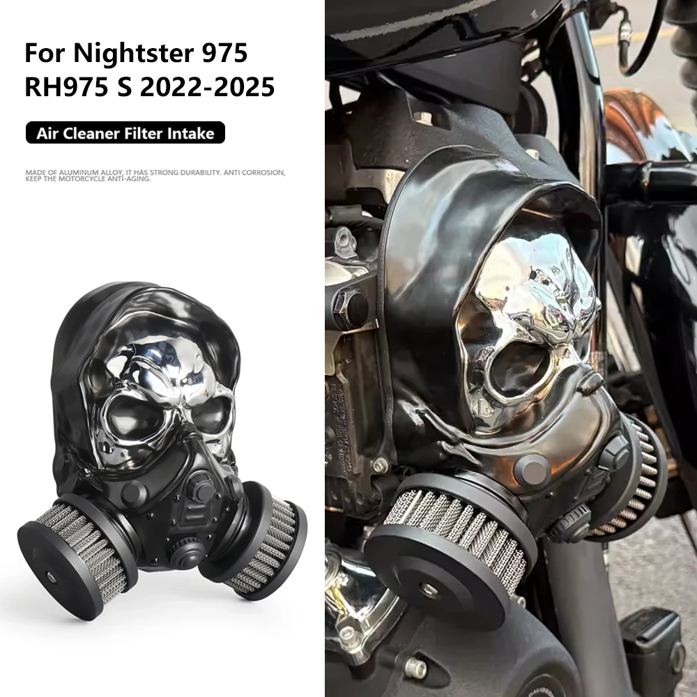 

Skull High-Flow Air Cleaner Kit For Nightster 975 RH975 S 2022-2025 2023 Aluminum-Magnesium Alloy Skeleton Filter Intake Filter