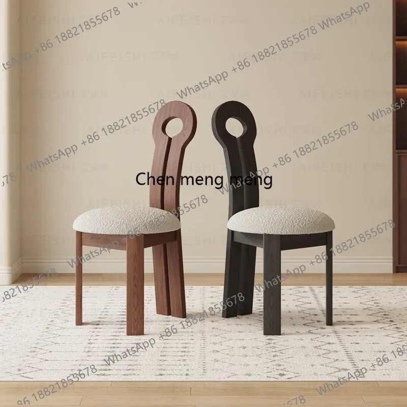 c139 French retro style home solid wood dining chair Nordic walnut black dining room dressing stool high backrest