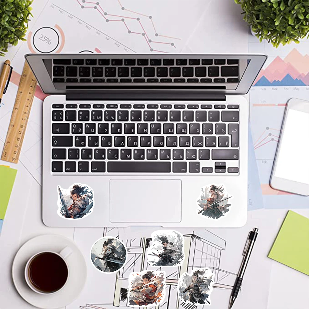 50PCS Antique Youth Swordsman Sticker Decoration DIY Laptop Refrigerator Computer Phone Graffiti Waterproof Art Toy Sticker