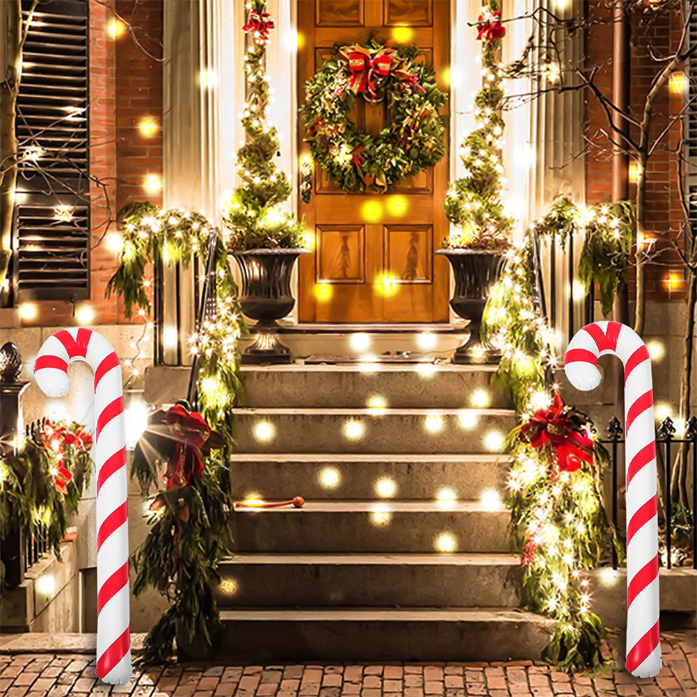 

10 Pcs Decorations Inflatable Crutches Cane Pvc Christmas Hanging Ornaments Creative Canes Balloons