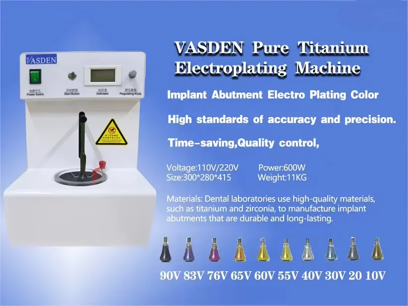 VASDEN Implant Abutment Electro Plating Color Pure Titanium Electroplating Instrument Machine for Dental Lab